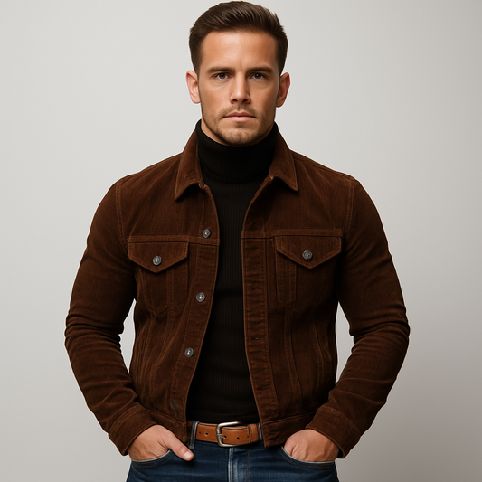 Mistrève | Veste Homme Rétro en Velours Côtelé – Style Vintage & Élégance Structurée