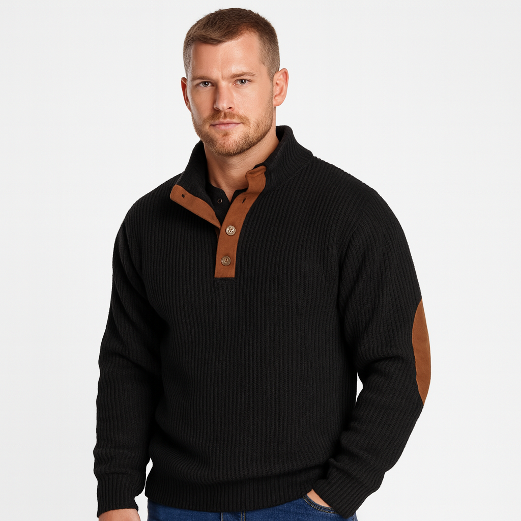 Mistrève | Pull en Maille Homme avec Coudières – Élégance Rustique et Confort Moderne