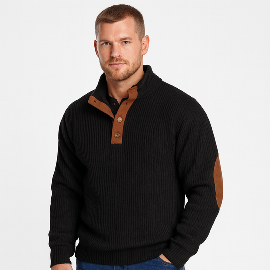 Mistrève | Pull en Maille Homme avec Coudières – Élégance Rustique et Confort Moderne