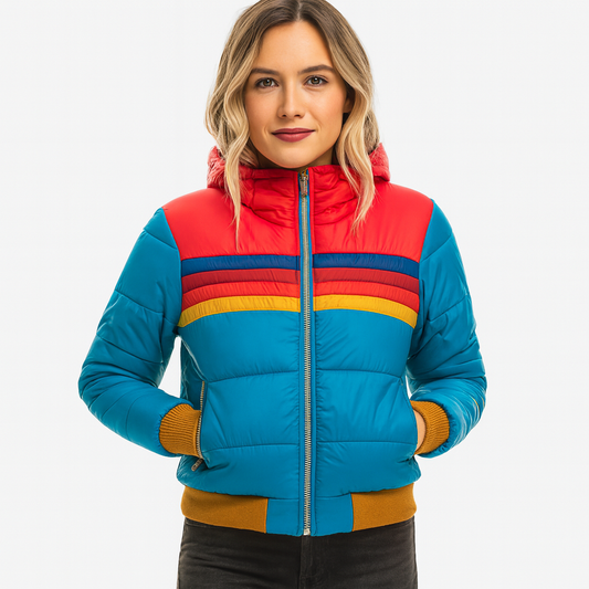 Mistrève | Veste Matelassée Rétro  – Accents de Couleurs Audacieux et Style Authentique