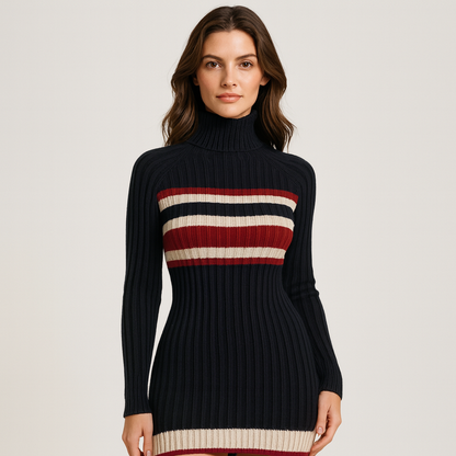 Mistrève | Robe Pull Rétro à Rayures – Élégance Intemporelle