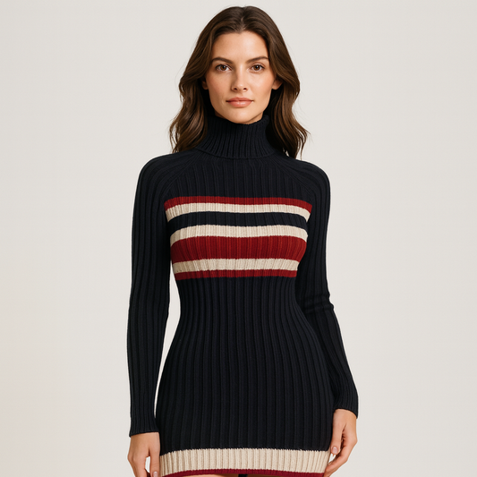 Mistrève | Robe Pull Rétro à Rayures – Élégance Intemporelle