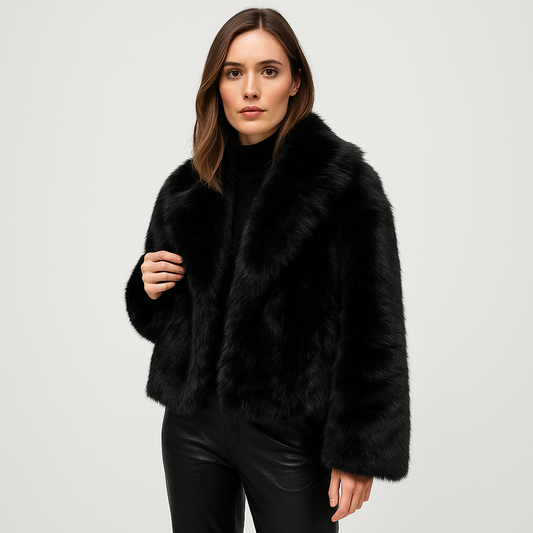 Mistrève | Veste Noire Luxe en Fourrure –  Confort Hivernal