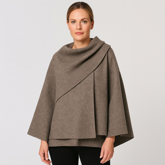 Mistrève | Cape en laine pour femme – Col roulé drapé