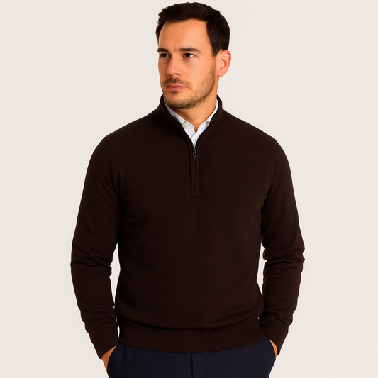 Mistrève | Pull Homme en Laine Mérinos – Demi-Col Zippé & Confort Business Décontracté