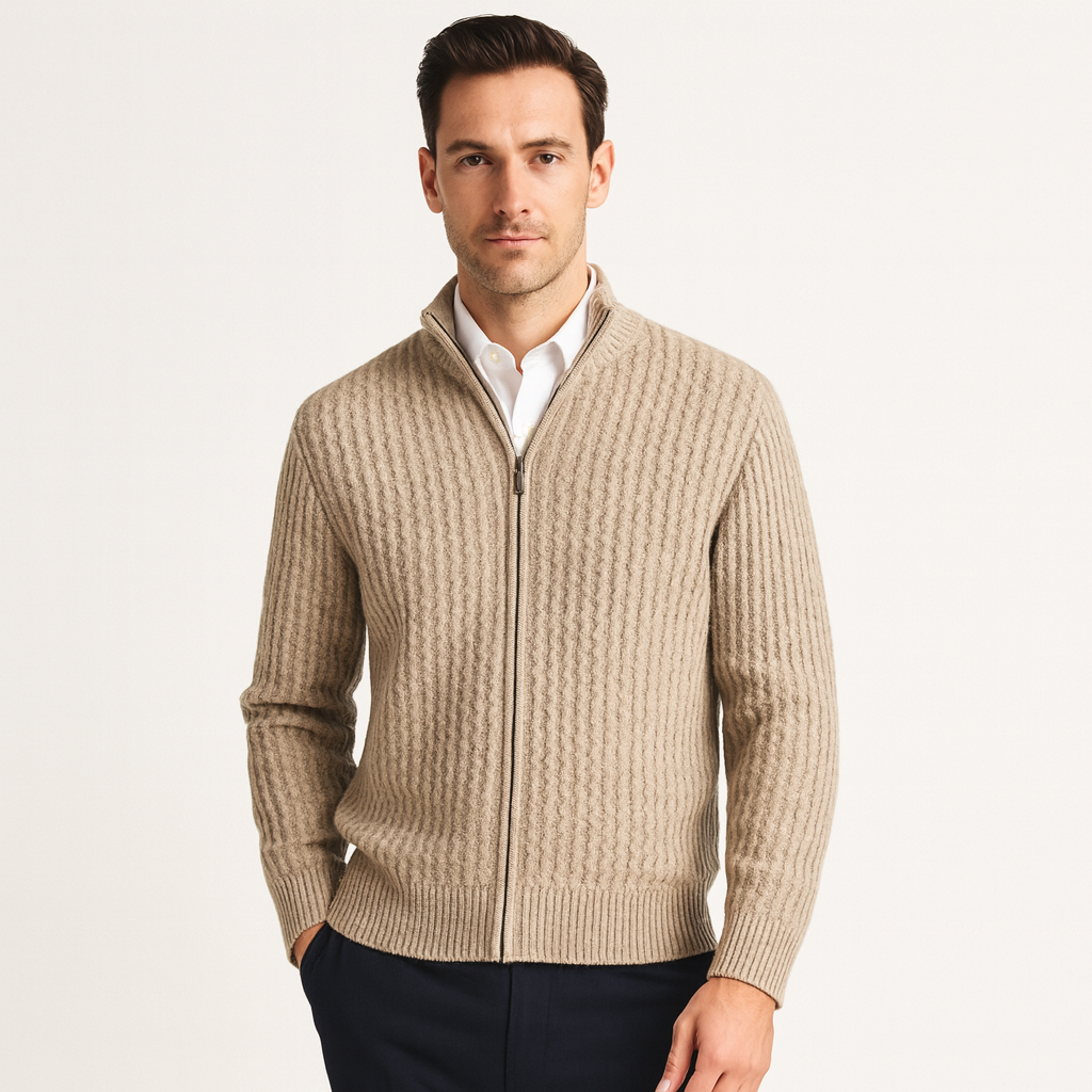 Mistrève | Gilet Zippé Homme en Laine Tricotée – Élégance Classique