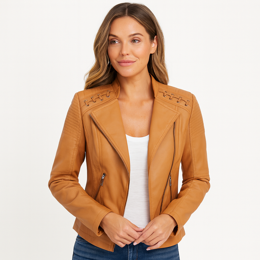 Mistrève | Veste en cuir Femme – Élégance Automnale