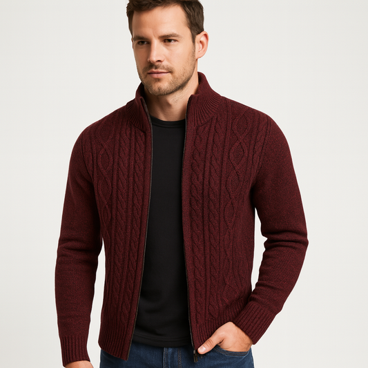 Mistrève | Gilet Tricoté Épais Homme – Col Montant, Chaud & Élégant pour l’Hiver