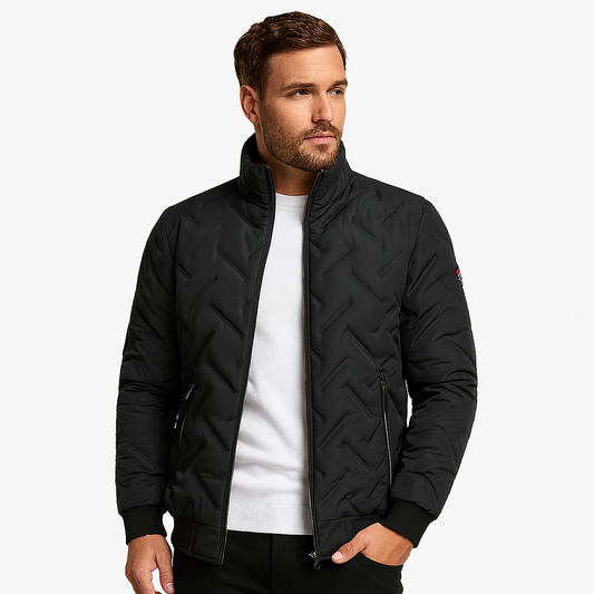 Mistrève | Blouson Matelassé Homme – Col Montant, Coupe Structurée & Poches Zippées