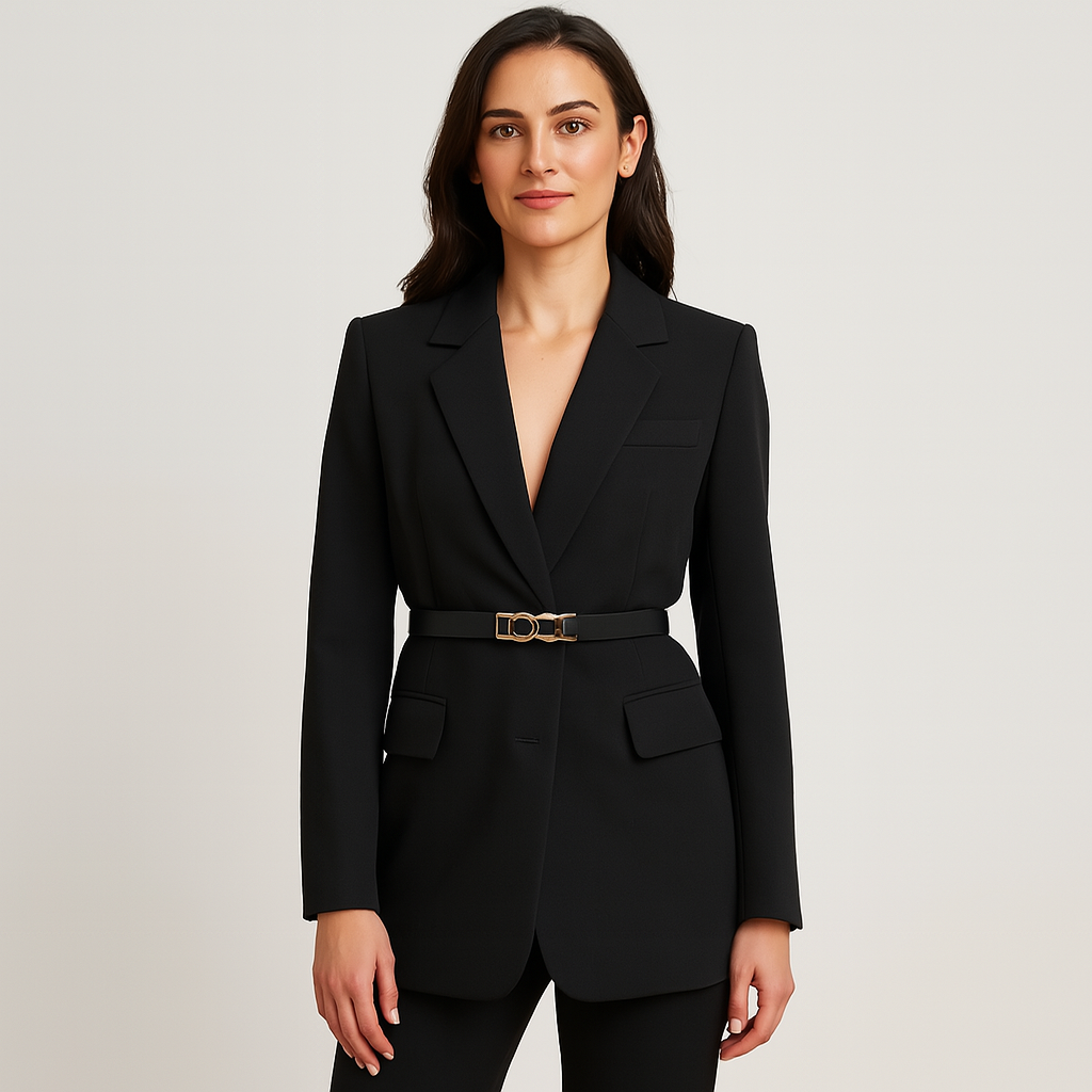 Mistrève | Blazer Cintré Ceinturé – Élégance Structurée