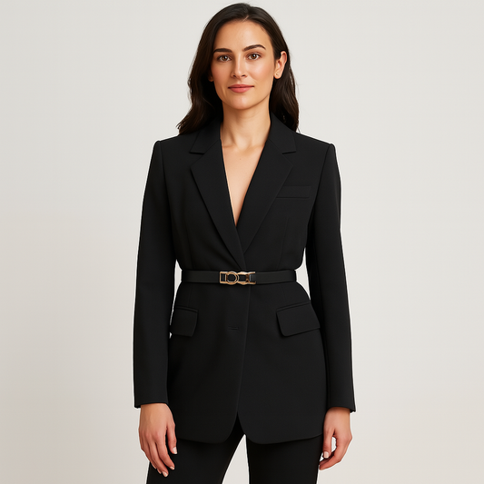 Mistrève | Blazer Cintré Ceinturé – Élégance Structurée