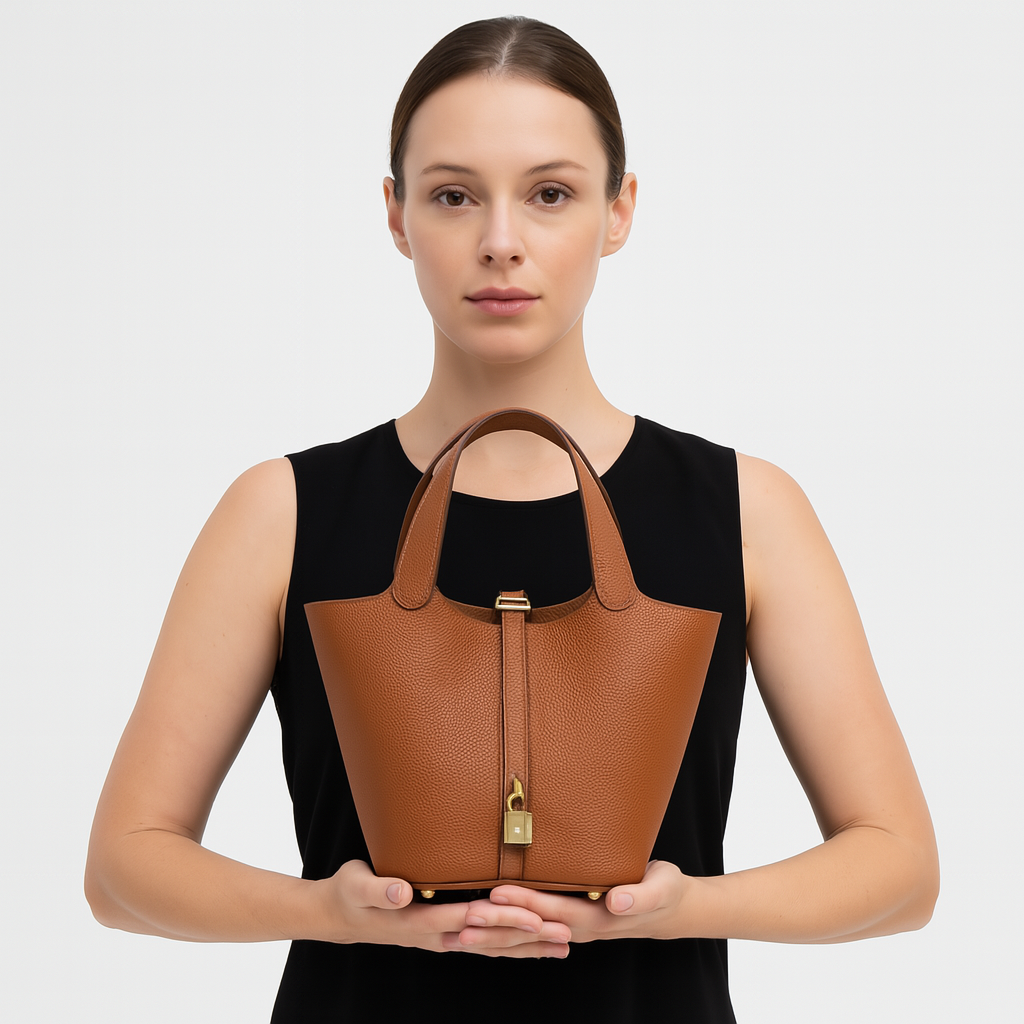 Mistrève | Sac Seau en Cuir Taupe – Élégance  au Quotidien