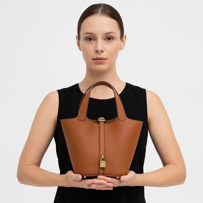 Mistrève | Sac Seau en Cuir Taupe – Élégance  au Quotidien