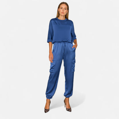 Mistrève | Ensemble Satiné Élégant Femme – Chemise Fluide et Allure Urbaine