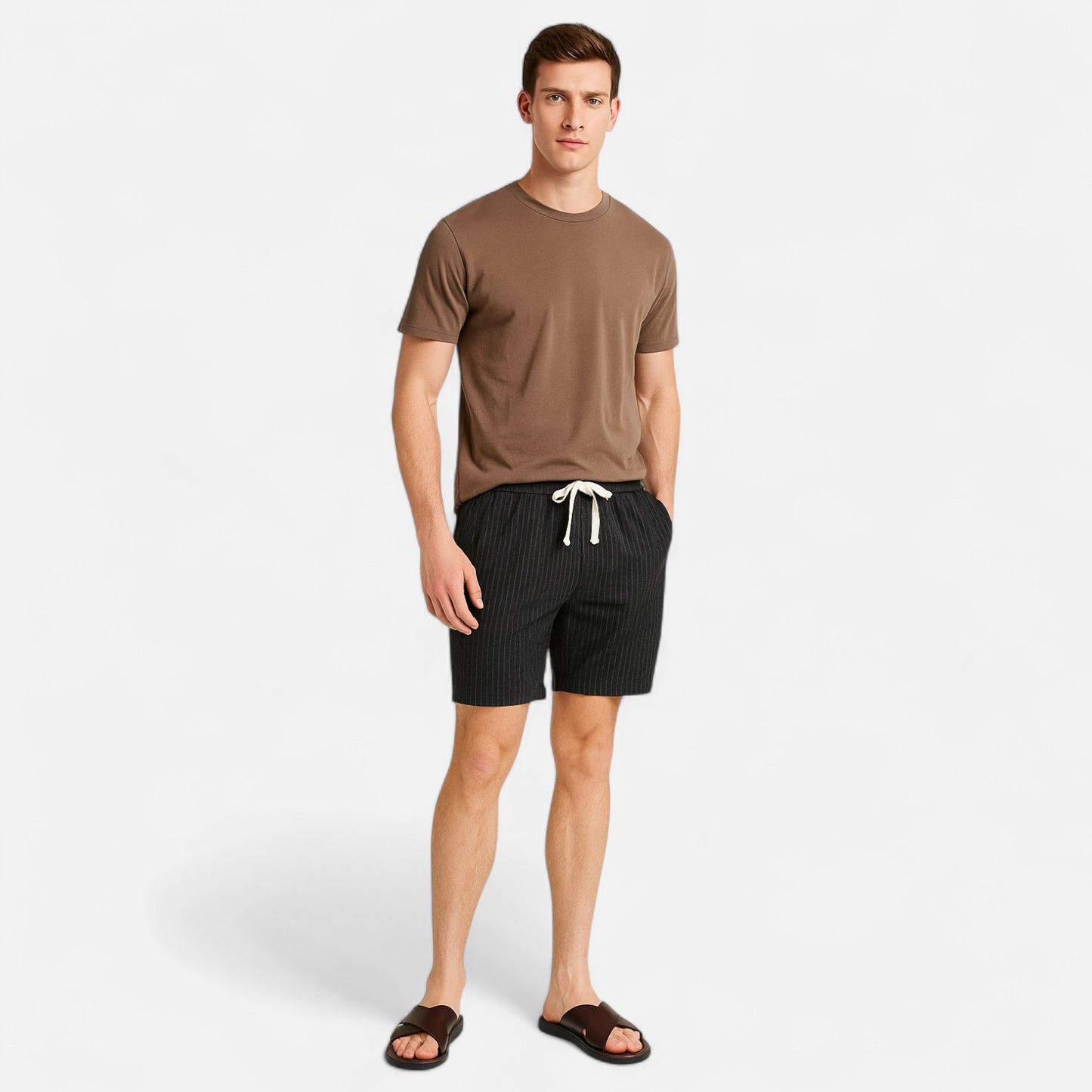 Mistrève | Sandales en Cuir Véritable pour Homme – Élégance Intérieure, Confort Silencieux