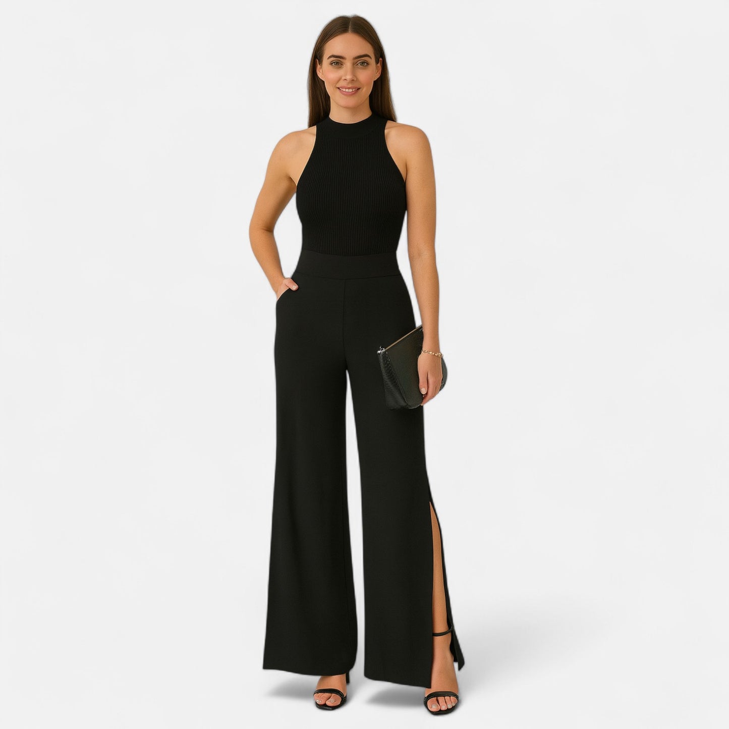 Mistrève | Golden Split Side Pants – Modern Elegance for the Active Woman