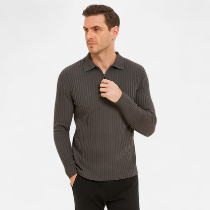 Mistrève | Pull Zippé à Côtes Homme – Chaleur Structurée et Élégance Fonctionnelle