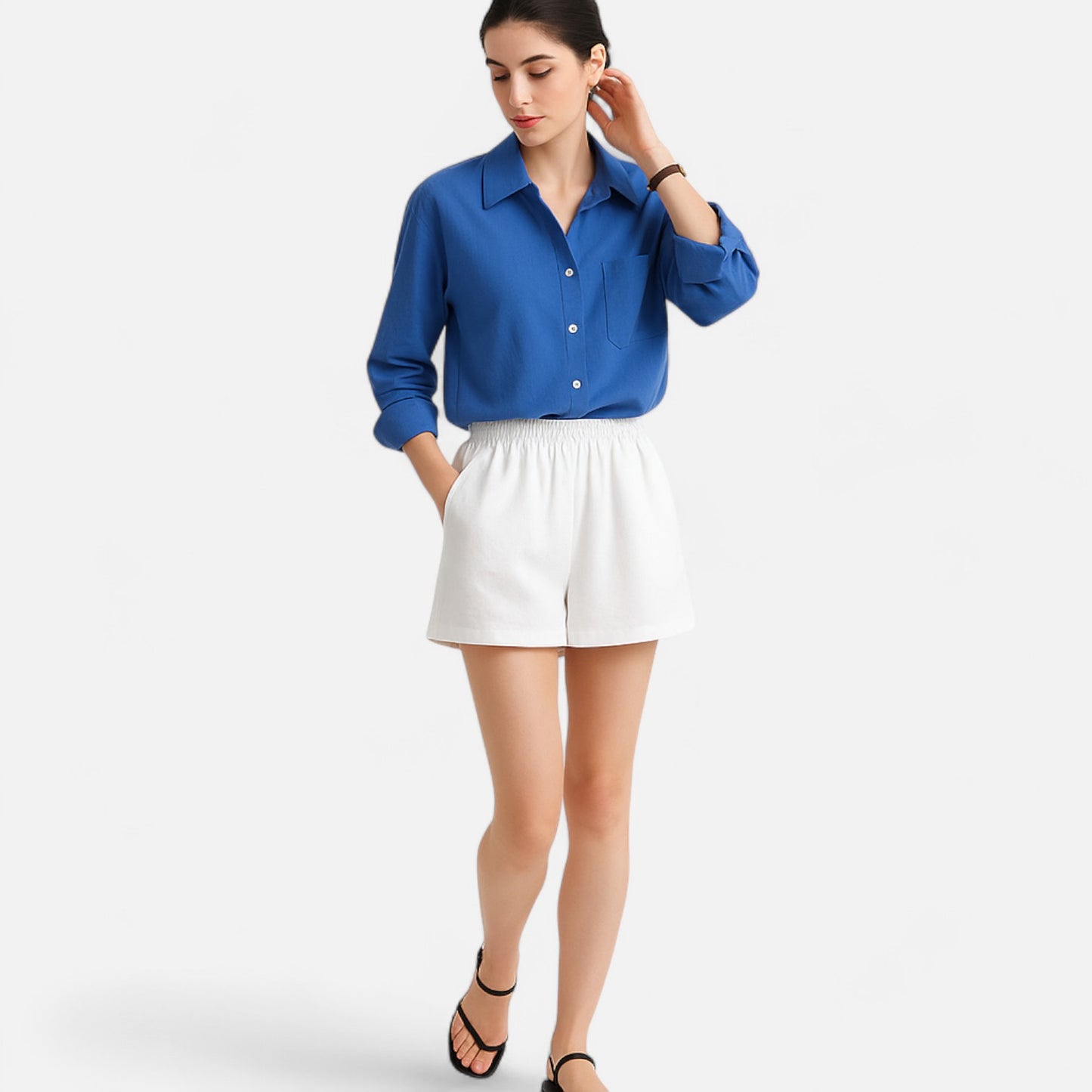 Mistrève | Chemise Femme Oversize en Coton Léger – Manche Longue Casual Élégante avec Poche