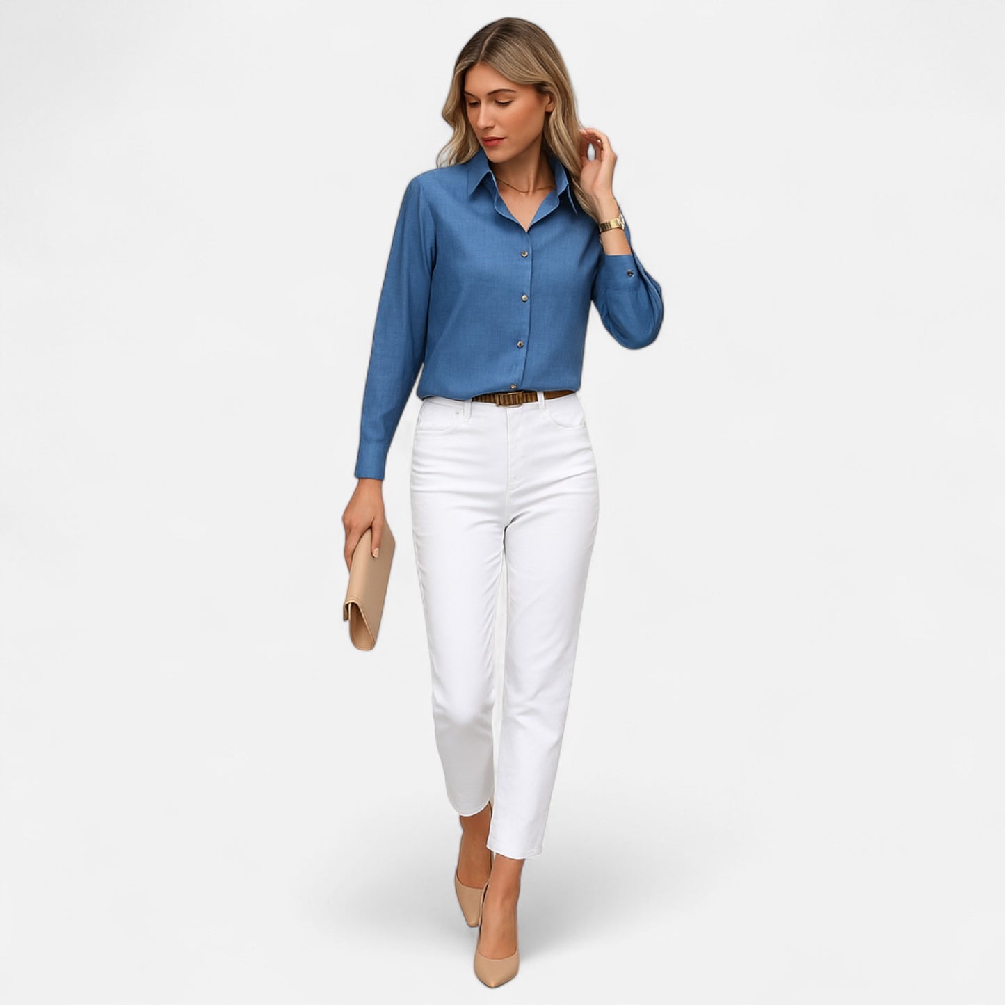 Mistrève | Chemise Femme Manche Longue à Col Revers – Casual Raffinée, Élégance Naturelle