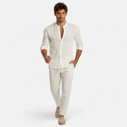 Mistrève | Chemise Homme Manche Longue Coton‑Lin Casual – Élégance Naturelle & Confort Raffiné