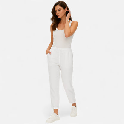 Mistrève | Pantalon d'Été en Lin et Coton pour Femme – Taille Haute, Confort Respirant