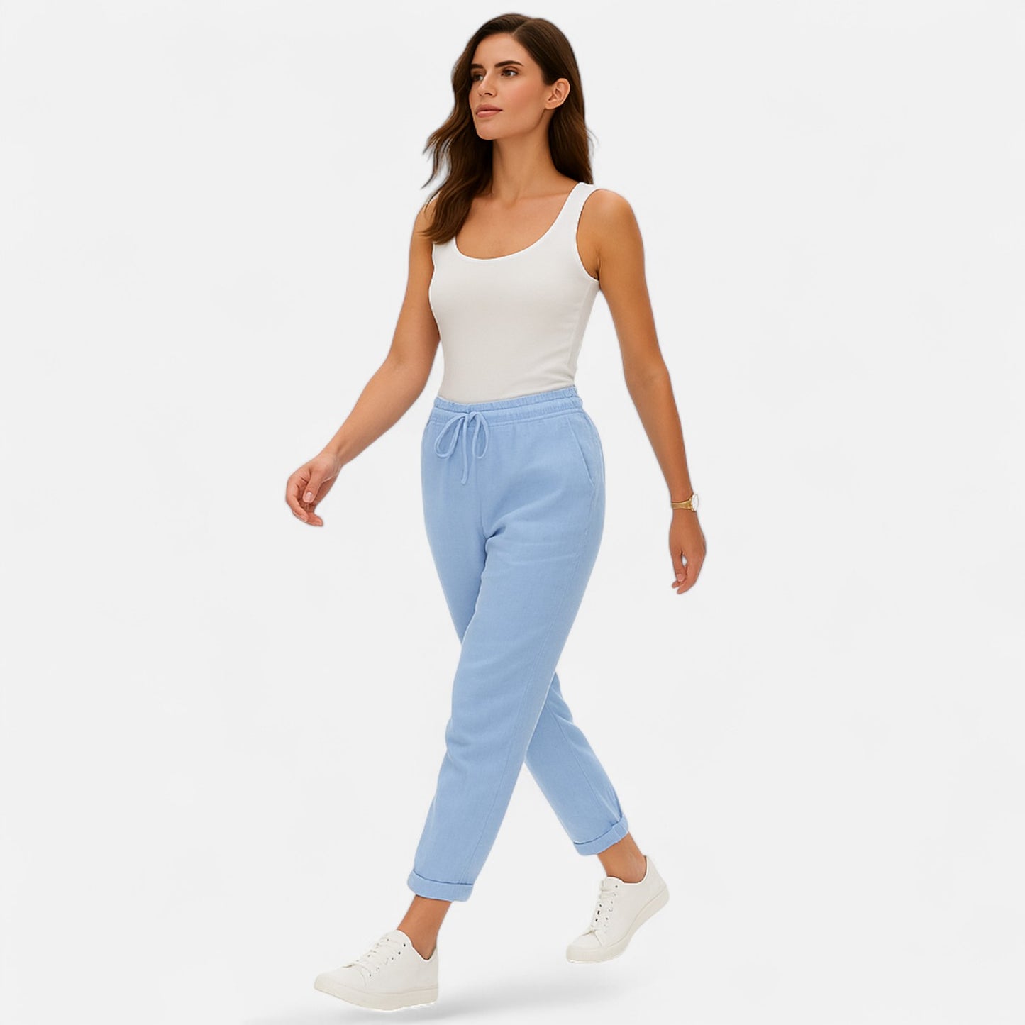 Mistrève | Pantalon d'Été en Lin et Coton pour Femme – Taille Haute, Confort Respirant
