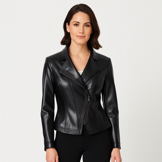 Mistrève | Veste Femme Cuir – Élégance Moderne & Audace Structurée
