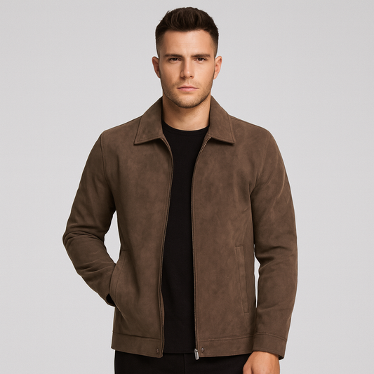 Mistrève | Veste Homme Suédine à Revers – Style Biker Vintage et Élégance Décontractée