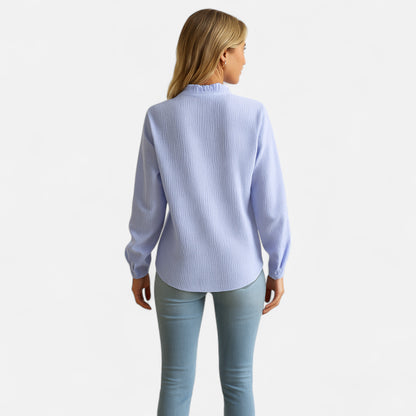 Mistrève | Blouse Femme avec Boutonnage et Volants – Grâce Intemporelle, Finesse Moderne