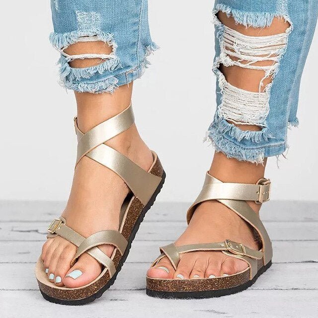 Véronique™ – Odette – Sandales à Boucle en Similicuir