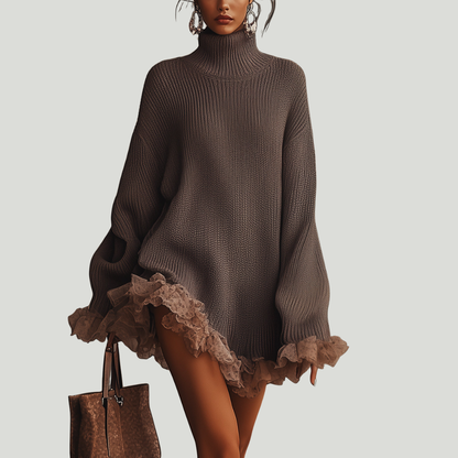 Maureen | Robe pull à volants — Douce, chaude & romantique