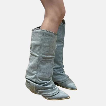 Mistrève | Bottes Hautes en Jean  – Élégance Décontractée