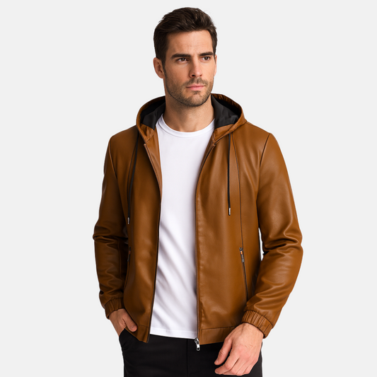 Mistrève | Veste Homme en Cuir à Capuche –  Élégance Moderne