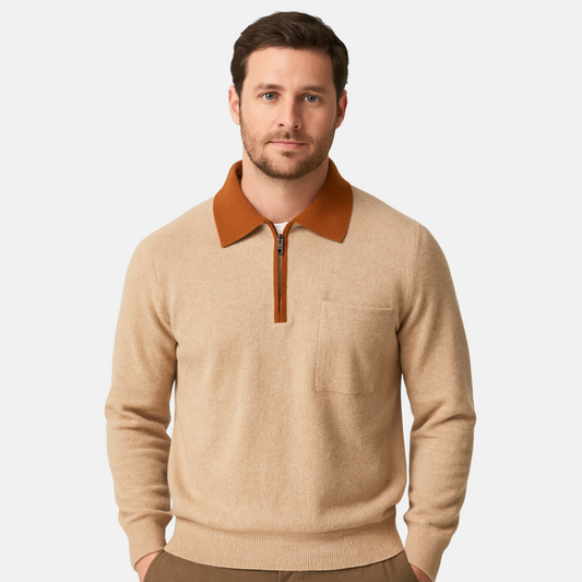 Mistrève | Pull Zippé Élégant en Cachemire Homme – Modernité Subtile & Raffinement Intemporel