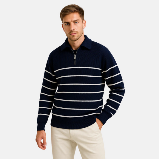 Mistrève | Pull Homme Rayé en Coton  – Élégance Décontractée & Confort Respirant