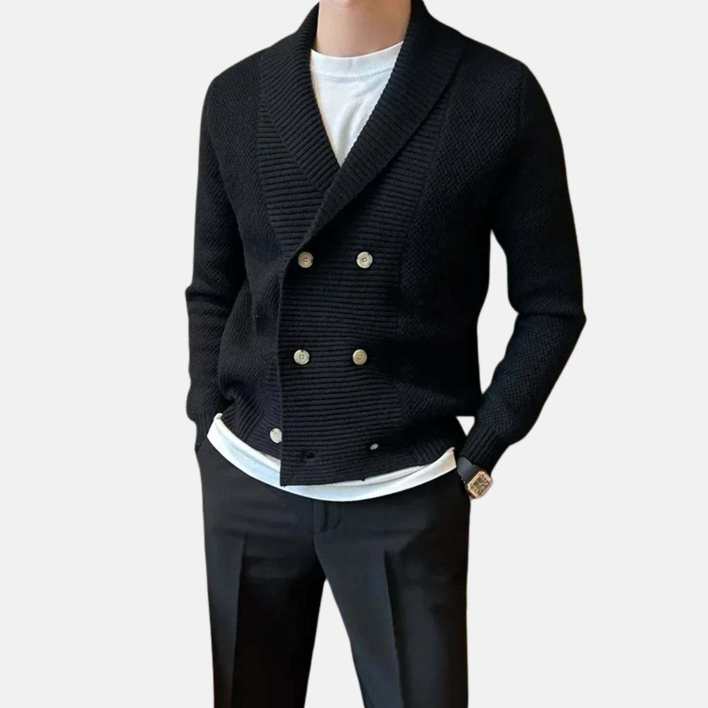 Mistrève | Cardigan Homme Double-Boutonnage – Maille Épaisse & Élégance Intemporelle