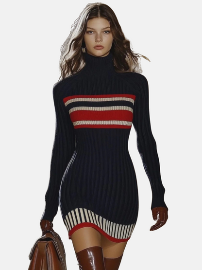 Mistrève | Robe Pull Rétro à Rayures – Élégance Intemporelle