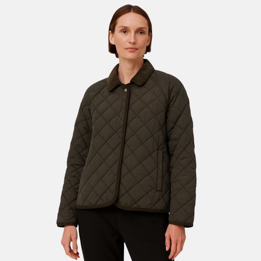 Mistrève | Veste Matelassée Femme à Motif Losange – Élégance Courte et Confort Automne-Hiver