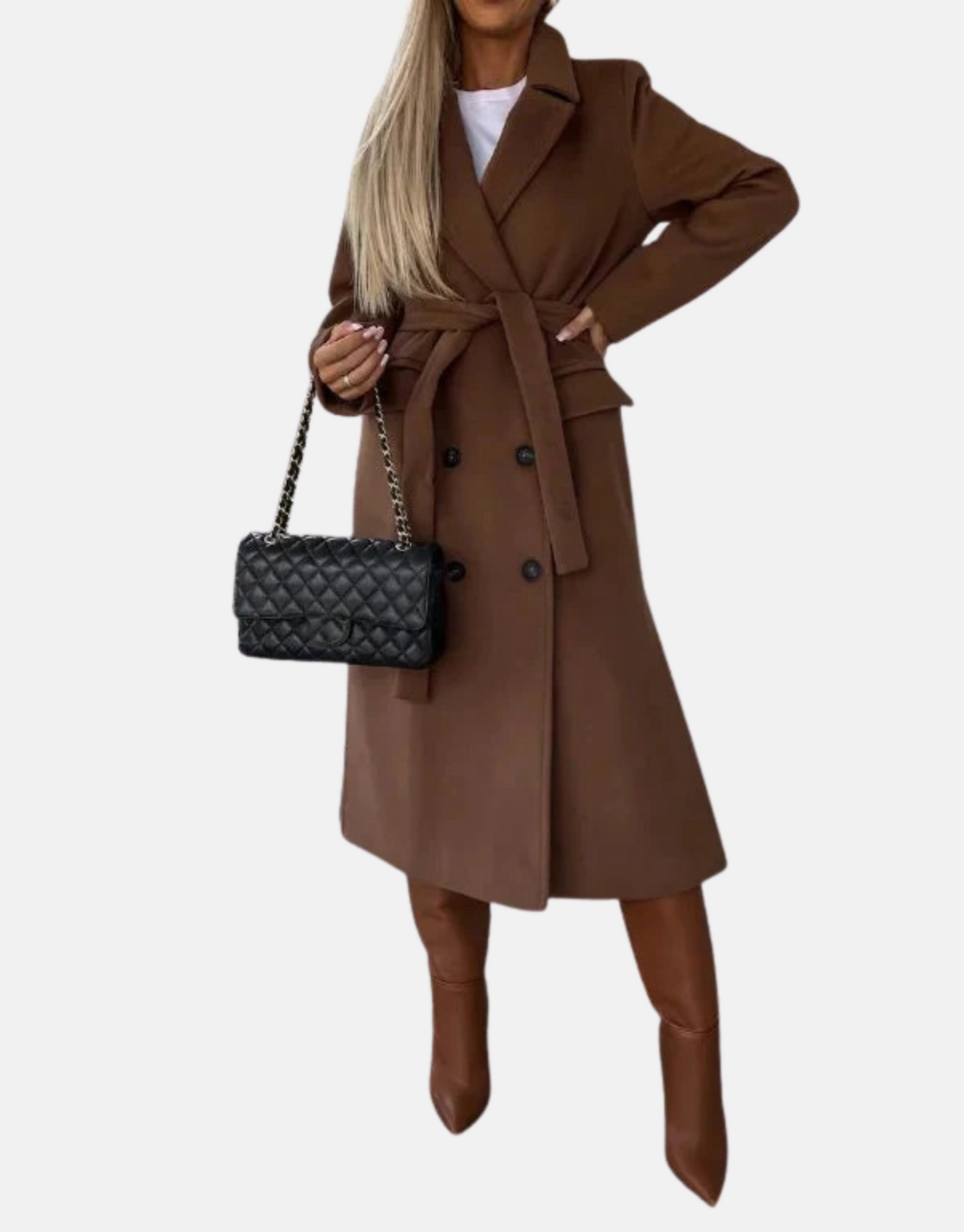 Mistrève | Manteau Long Femme Élégant Ceinturé Double-Boutonnage – Chaleur Classique et Raffinement Hivernal