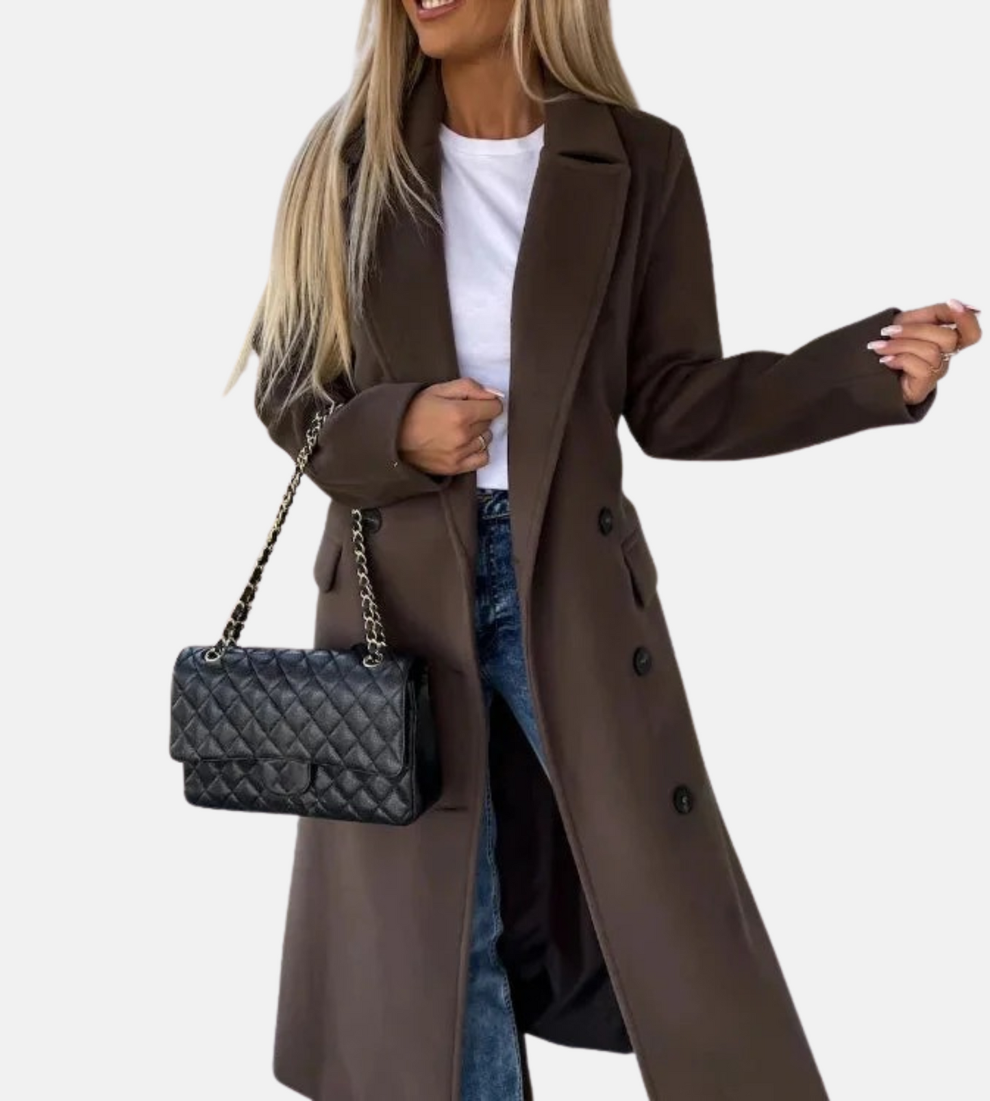 Mistrève | Manteau Long Femme Élégant Ceinturé Double-Boutonnage – Chaleur Classique et Raffinement Hivernal