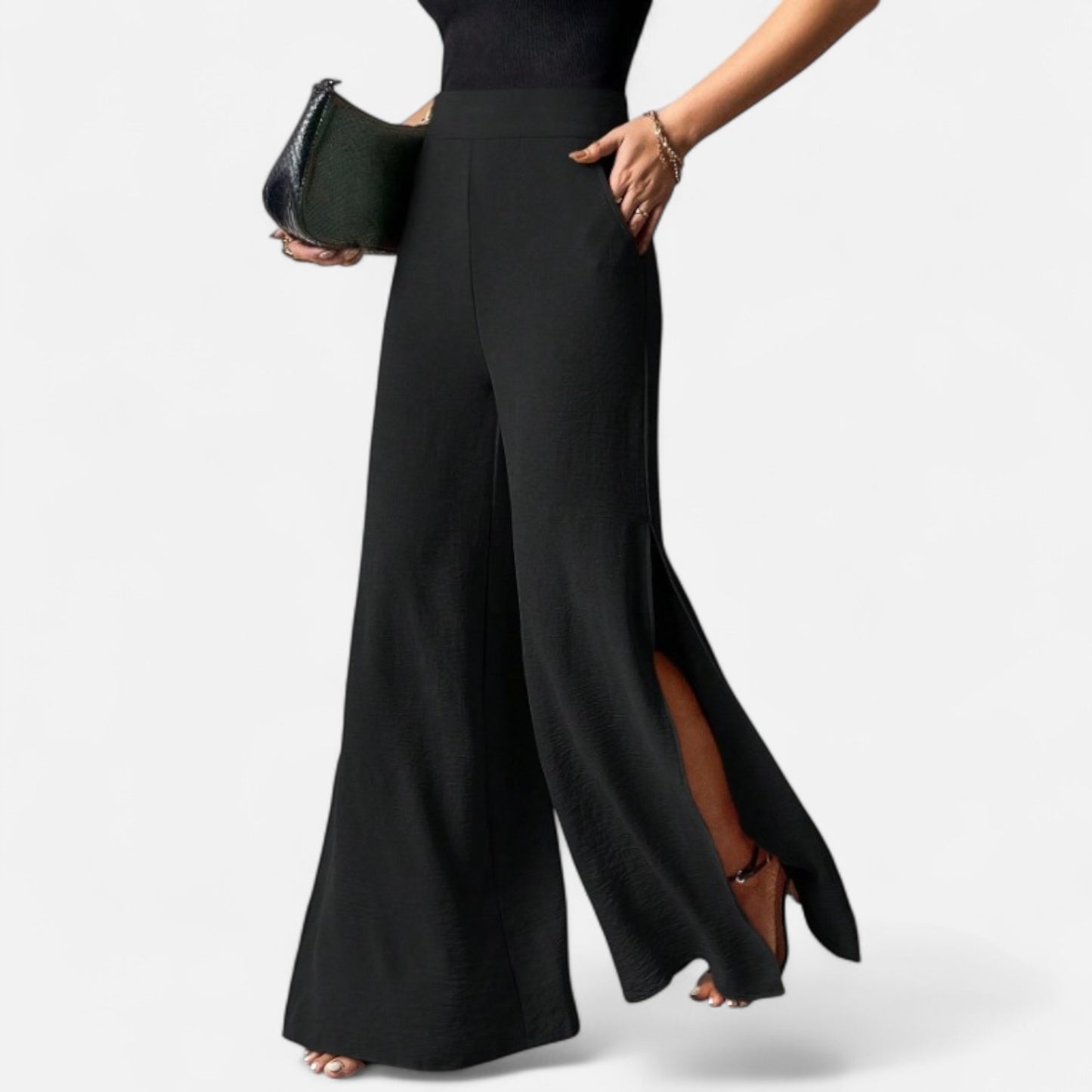 Mistrève | Golden Split Side Pants – Modern Elegance for the Active Woman