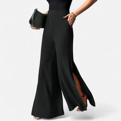 Mistrève | Golden Split Side Pants – Modern Elegance for the Active Woman
