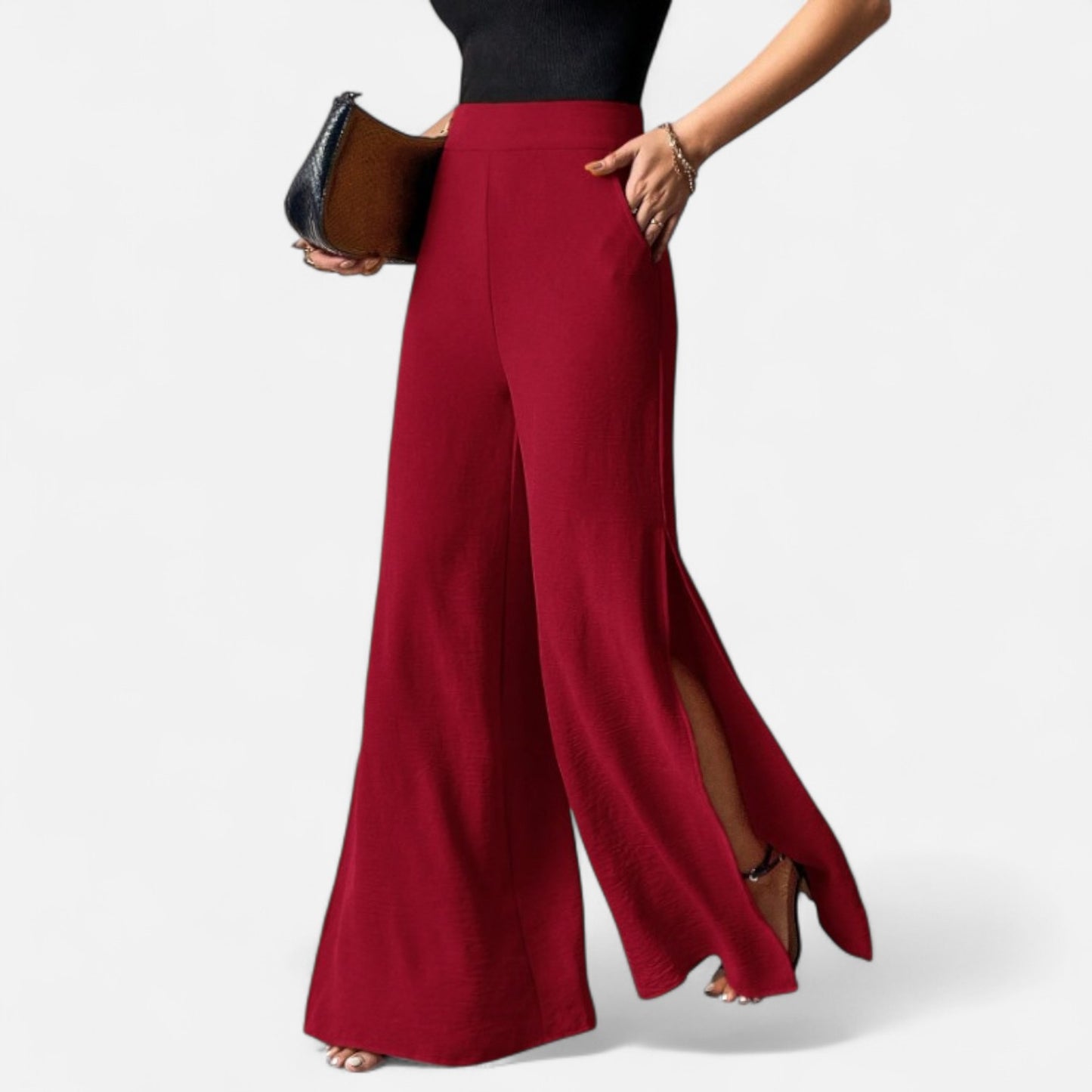 Mistrève | Golden Split Side Pants – Modern Elegance for the Active Woman