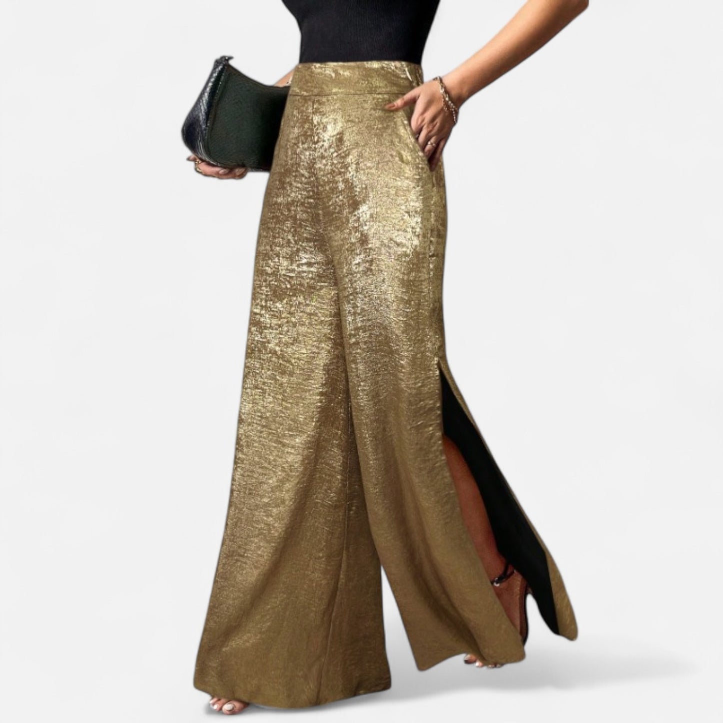 Mistrève | Golden Split Side Pants – Modern Elegance for the Active Woman