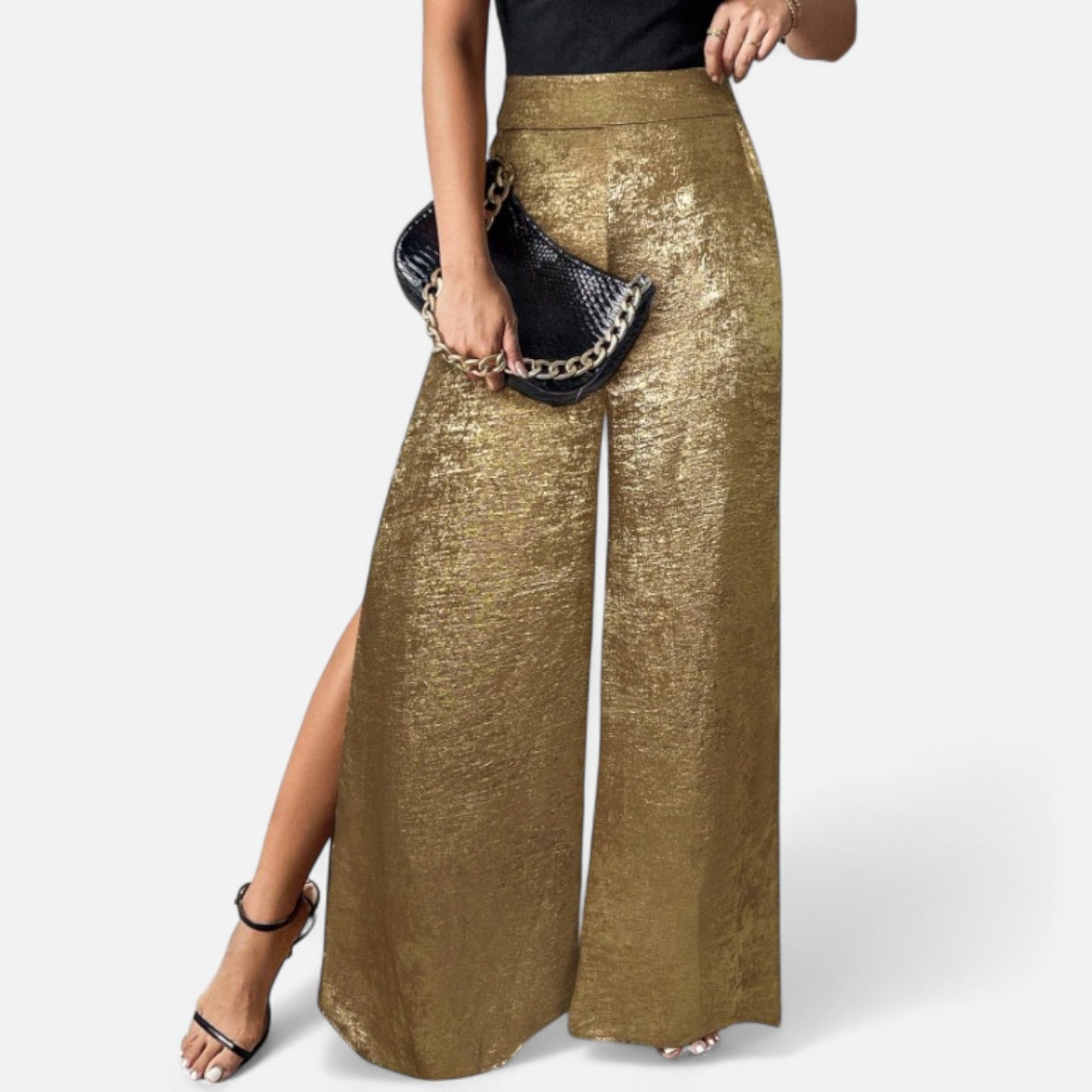 Mistrève | Golden Split Side Pants – Modern Elegance for the Active Woman
