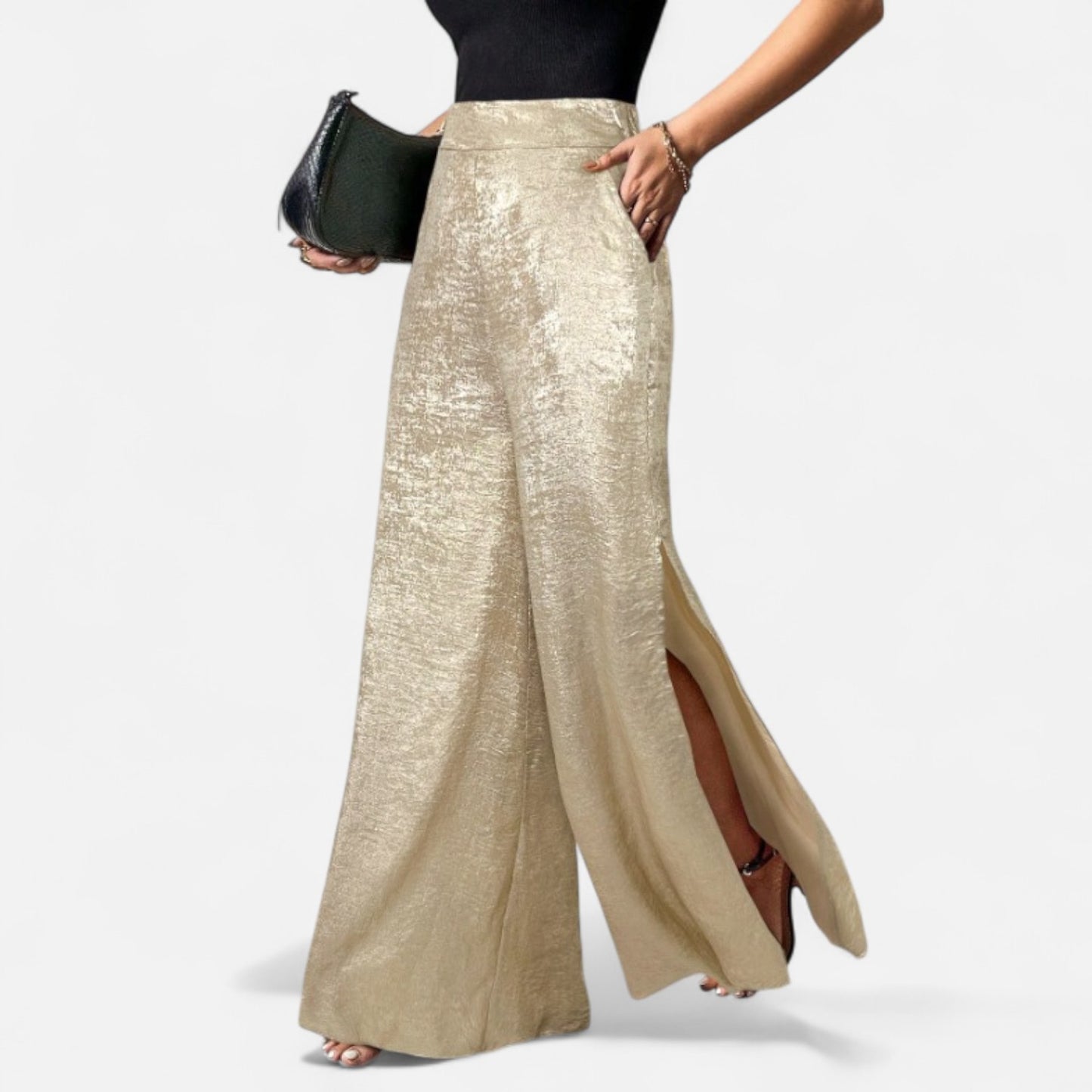 Mistrève | Golden Split Side Pants – Modern Elegance for the Active Woman