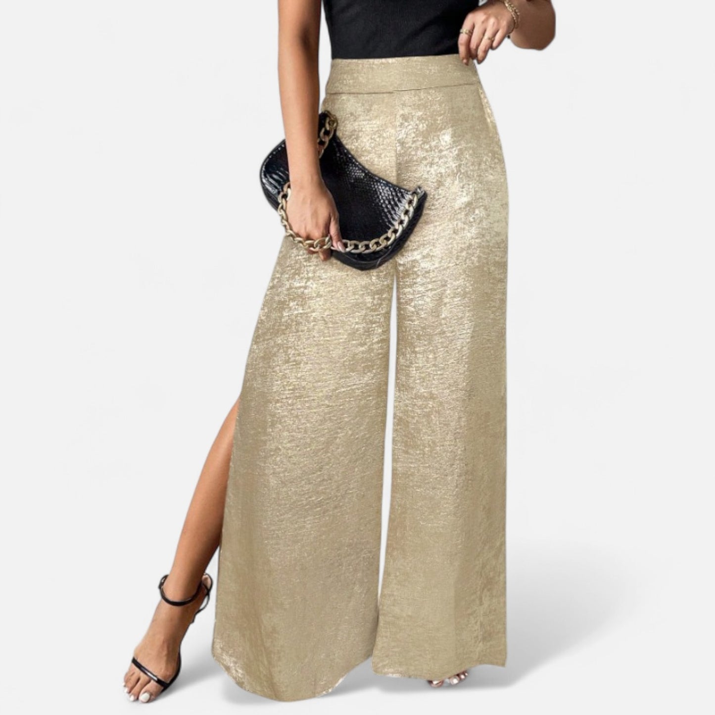 Mistrève | Golden Split Side Pants – Modern Elegance for the Active Woman