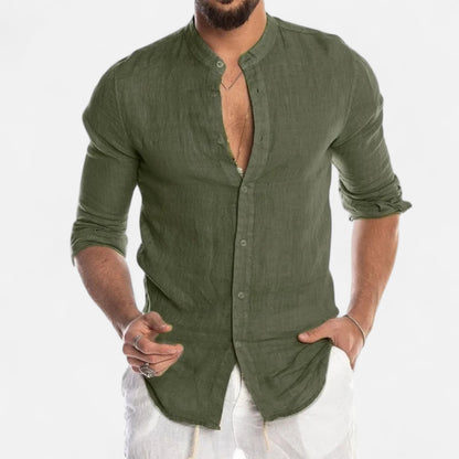 Mistrève | Chemise Homme Manche Longue Coton‑Lin Casual – Élégance Naturelle & Confort Raffiné