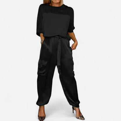 Mistrève | Ensemble Satiné Élégant Femme – Chemise Fluide et Allure Urbaine