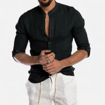 Mistrève | Chemise Homme Manche Longue Coton‑Lin Casual – Élégance Naturelle & Confort Raffiné